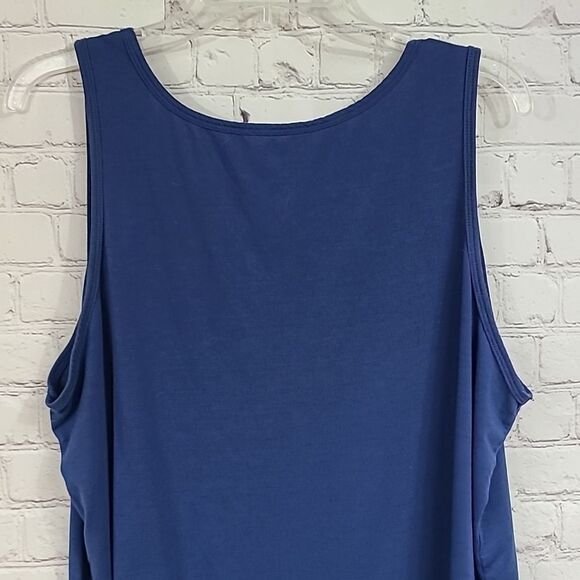 Women’s Plus Size Tank Top 2X Blue Knit Comfy Scoop Neck Sleeveless Fitness Tee - Picture 6 of 7